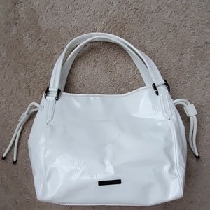 BURBERRY White Check Embossed Patent Leather